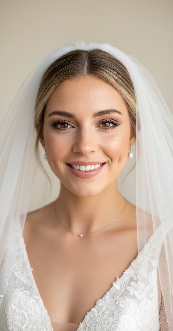 After Updo Wedding Hair With Veil